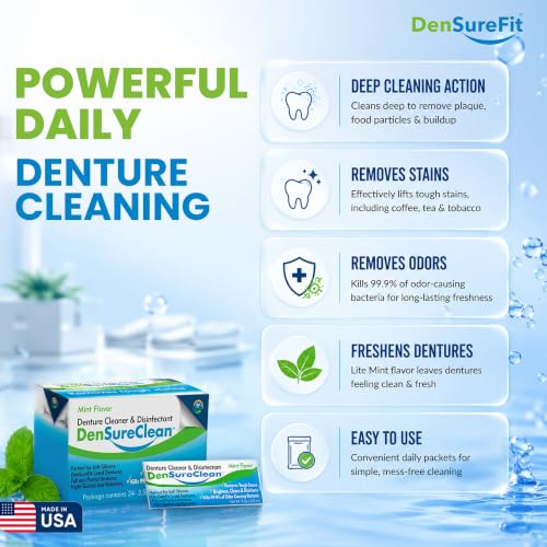 DenSureClean Denture, Retainer & Aligner Cleaner Powder, 120-Day Supply