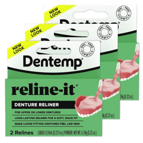 Dentemp Denture Reline Kit - Advanced Formula Reline It Denture Reliner (Pack of 2) - Denture Kit to Refit and Tighten Dentures for Both Upper & Lower Denture (Packaging May Vary)