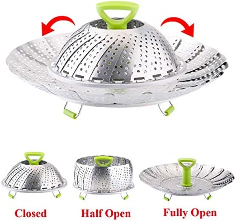 Vegetable Steamer Basket, Stainless Steel Folding Steamer Basket Insert for Veggie Fish Seafood Cooking