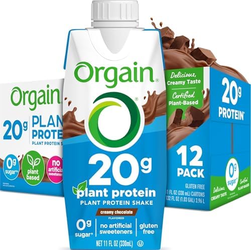 Orgain Organic 20g Vegan High Protein Shake, Chocolate, 11 oz, 12pk