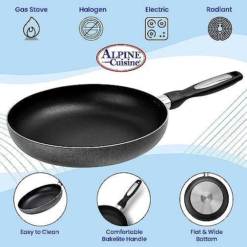 Alpine Cuisine Fry Pan 13-Inch Nonstick Coating Gray, Frying Pans Nonstick for Stove with Stay Cool & Comfortable Handle, Durable Nonstick Cookware, Ideal for Family