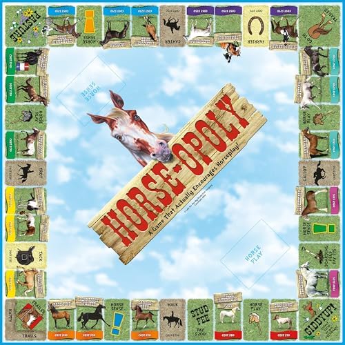Late for the Sky Horse-Opoly Board Game for Families & Kids, Property Trading Strategy, 2-6 Players, Ages 8+, Educational Horse Breeds