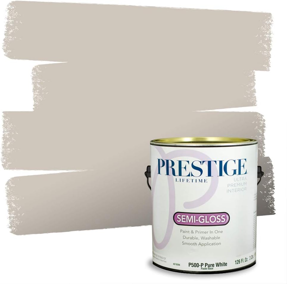 PRESTIGE Paints Exterior Paint and Primer In One, 1-Gallon, Flat, Comparable Match of Sherwin Williams* Grizzle Gray*