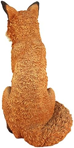 Design Toscano Simon The Woodland Fox Indoor/Outdoor Garden Statue for Patio, Pool or Lawn, 18 Inch Tall, Cast Stone Resin, Red Orange Paint