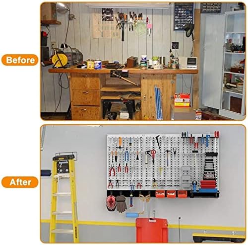 TORACK 109 PCS Pegboard Wall Organizer 48x24 in, Garage Metal Pegboard