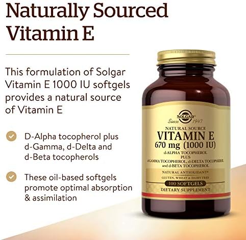 Solgar Vitamin E 670 mg (1000 IU), 100 Mixed Soft Gels - Non GMO | Suitable for Vegetarians, Gluten Free