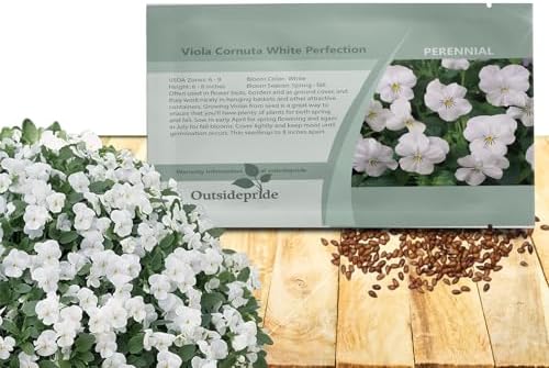 Outsidepride White Perfection Viola Pansy Seeds for Planting - 1000 Pcs. Perennial, Cold-Hardy & Pollinator Friendly Flowers with Fragrant Blooms for Garden Beds, Borders & Container Displays