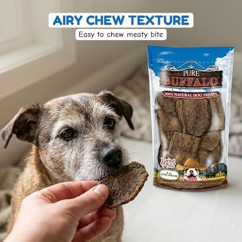 Loving Pets Pure Buffalo Lung Steaks – Natural Single Ingredient Buffalo Dog Treats – High Protein Chewy Dog Snacks for Everyday Reward – Grain Free, Long-Lasting Treats for Small, Medium & Large Dogs