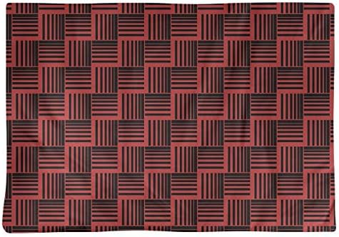 Dana Strider Black & Color Basketweave Stripes Table Placemat, 18 x 14, Red
