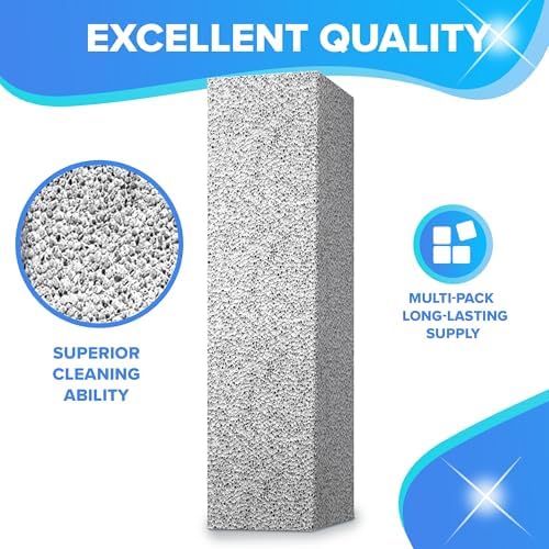 DISIWENE Pumice Cleaning Stone with Handle Toilet Bowl Cleaner Hard Water Ring Remover for Bath/Pool/Kitchen/Household Cleaning (4, 4 Pack with Handle)