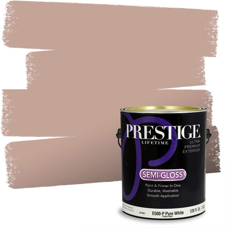 PRESTIGE Paints Exterior Paint and Primer In One, 1-Gallon, Semi-Gloss, Comparable Match of Sherwin Williams* French Roast*