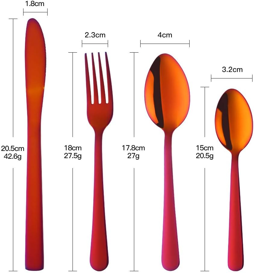 BuyGo Rainbow Silverware Set Flatware Set Stainless Steel Colorful Dinnerware Set 16-Piece Multicolor Cutlery Set, Service for 4