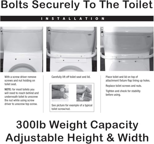 Carex Toilet Safety Rails, Adjustable and Detachable Toilet Safety Frame with Handles for Elderly, Handicap, or Disabled