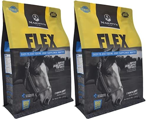 Majesty's Flex Wafers - Superior Horse/Equine Joint Support Supplement - Glucosamine, MSM, Chondroitin, Yucca, Vitamin C (Regular, 2 Pack (120 Count Total))