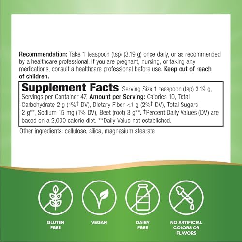 Nature's Way Beet Root Powder, Supports Antioxidant Pathways*, 5.3 Oz | Naturally Occurring Phytonutrients, Helps Neutralize Free Radicals*