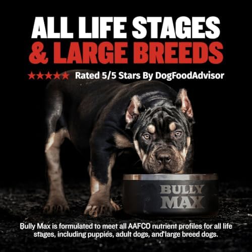 Bully Max Dry Dog Food for Adults & Puppies - High Protein & Fat for Muscle & Weight Gain - High Performance Dog Food Supplements - Small & Large Breed Dogs (535 Calories Per Cup), Chicken, 15lb Bag