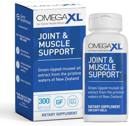 OmegaXL Joint Support Supplement, 60 Count | Green Lipped Mussel Oil, Soft Gel Pill, Natural Joint and Muscle Support Supplement, Clinically Supported, Non-GMO, Drug-Free