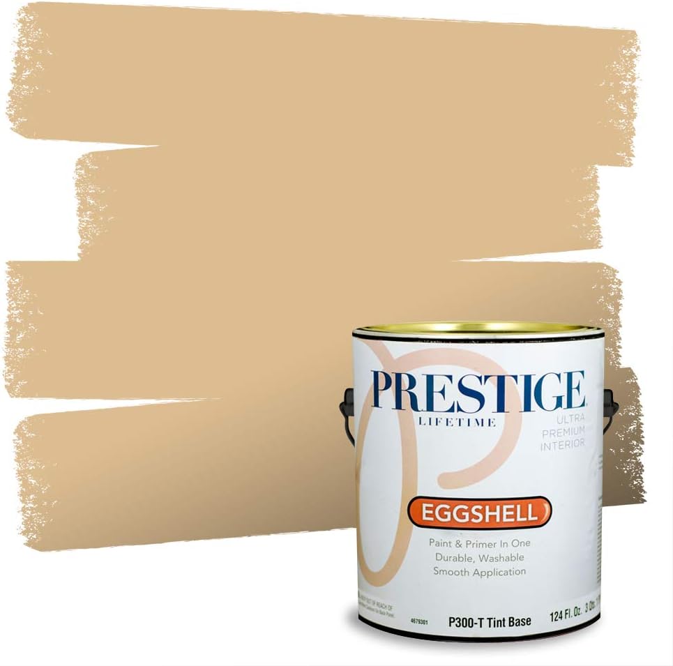 PRESTIGE Paints Exterior Paint and Primer In One, 1-Gallon, Satin, Comparable Match of Sherwin Williams* Relaxed Khaki*