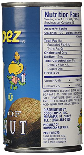 Coco Lopez - Real Cream of Coconut - 15 Ounce Can - Original Fresh Authentic Coconut Cream (6 Pack)