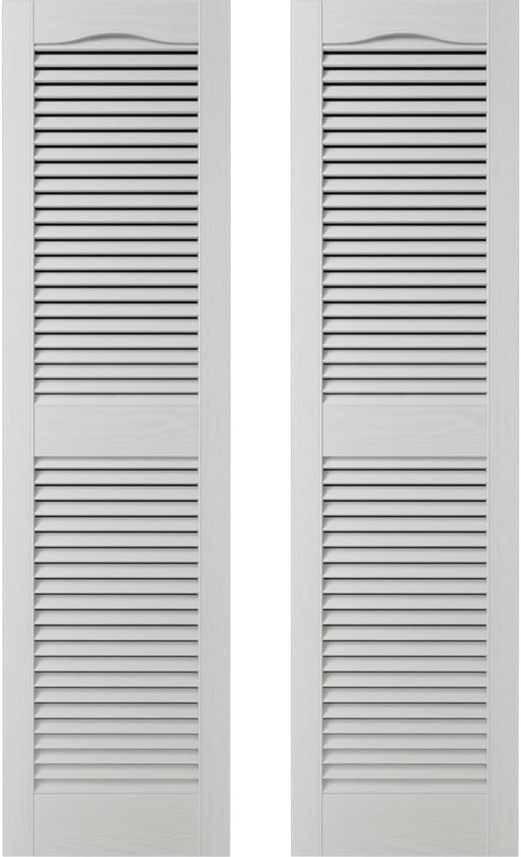 Ekena Millwork 14.5 in. W x 48 in. H Builders Edge, Standard Cathedral Top Center Mullion, Open Louver Shutters, Includes Matching Installation Spikes (Per Pair), 002 - Black