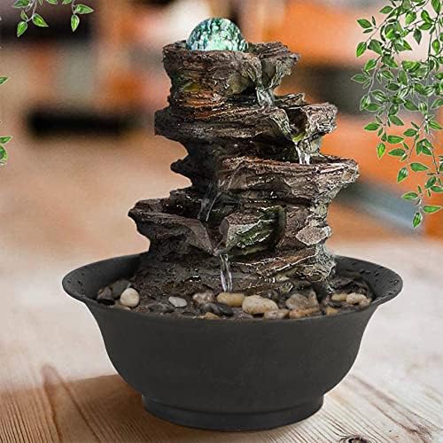 Ferris Island with LED Lights, Resin Tabletop, Small Rockery Fountain | Resin indoor desktop small rockery fountain, suitable for desktop decoration in offices, homes, and bedrooms