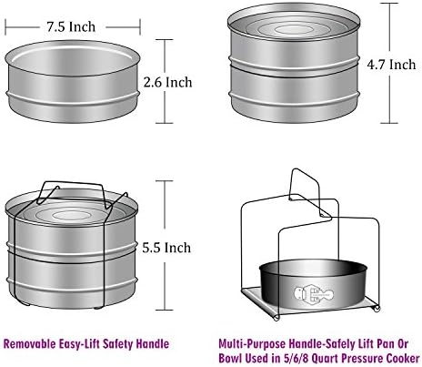 Aozita Stackable Steamer Insert Pans with Sling for Instant Pot Accessories 6/8 qt - Pot in Pot, Baking, Casseroles, Lasagna Pans