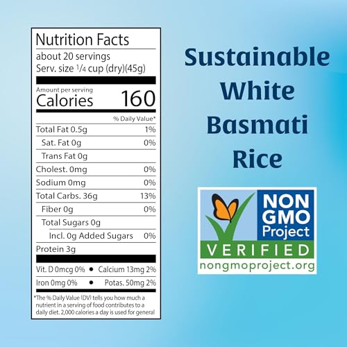Lundberg Basmati Rice, Long Grain White Rice - Non-Sticky, Fluffy, Nutty, Aromatic Rice, Vegan Food, Healthy Meals, Gluten-Free Rice Grown in California, 32 Oz