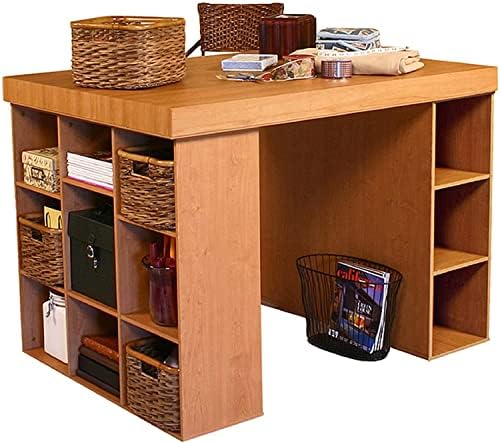 Project Center Desk with Bookcase and 3 Bin Cabinet-Oak