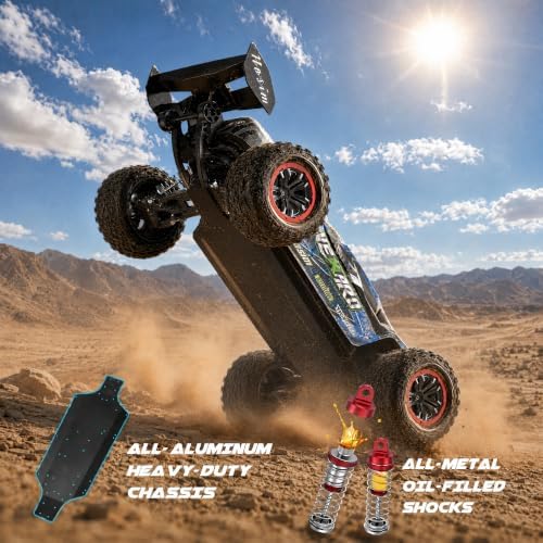 Hosim Mini 1:8 45+ MPH Fast Brushless RC Cars for Adults with 3S Battery | All Terrain Adult RC Trucks, 3650 Brushless Motor (2800KV) 60A ESC