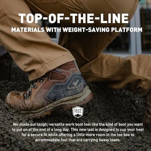 Danner Vicious Composite Toe Work Boots for Men, Waterproof, ASTM Approved | Composite Toe Boots for Men, For Electrical Hazard Work, Slip Resistant Grip, TPU Shank, Construction Boots