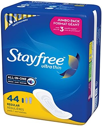 Stayfree Ultra Thin Super Long Pads with Wings For Women, Reliable Protection and Absorbency of Feminine Moisture, Leaks and Periods, 32 count