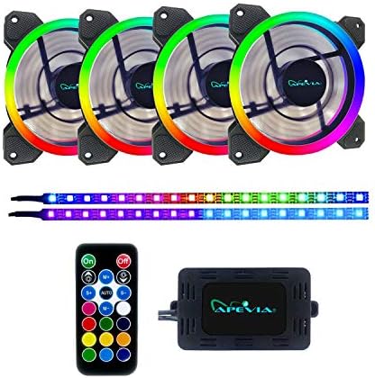 Apevia ST4-RGB Spectra 120mm Silent RGB Fan 4-Pack with Remote Control