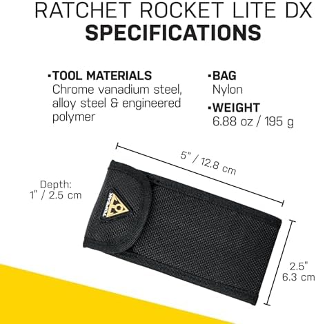 Topeak Ratchet Rocket Lite DX Bike Repair and Maintenance Tool, 16 Functions, Includes Nylon Bag, Black | bike-multifunction-tools