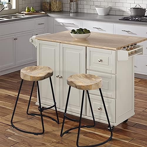 The Urban Port 24 Inch Wooden Saddle Seat Barstool