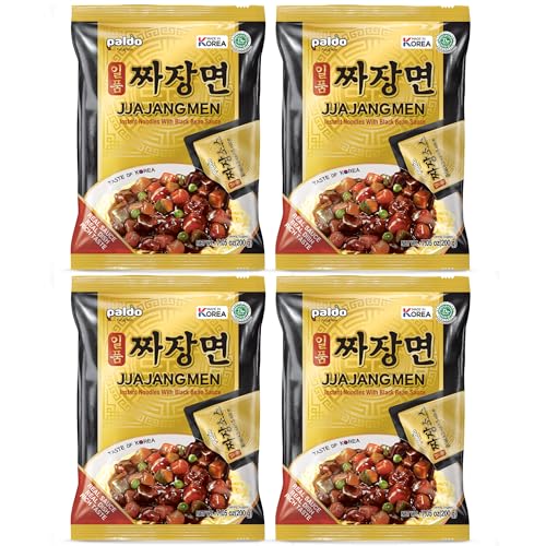 Paldo Fun & Yum Ilpoom Jjajangmen Chajang Noodle Traditional Brothless Chajang Ramen 7.05oz (Pack of 4)