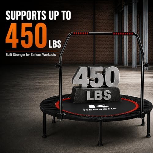 KENSONE 40"/48" Rebounder Trampoline for Adults Indoor Handle 330/450 LBS