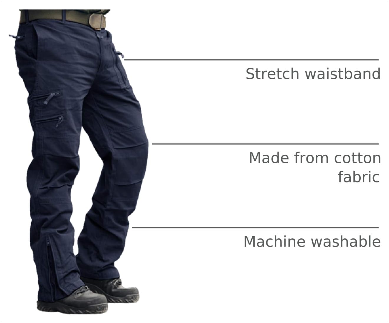 CRYSULLY Mens Tactical Cargo Pants Ripstop Cotton Military Hiking Work