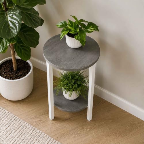 Convenience Concepts Graystone 24 inch 2 Tier Plant Stand - Industrial Stand for Plants, Vases, and Antiques, Urban Modern Design for the Living Room