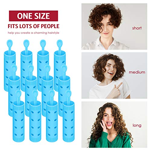 Syhood 29 Pcs Small Hair Rollers 0.63 Inch Plastic Curlers with Comb, Blue