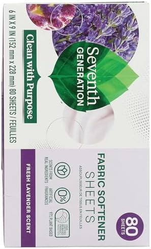 Seventh Generation, Fabric Softener Sheets Lavender, 80 Count