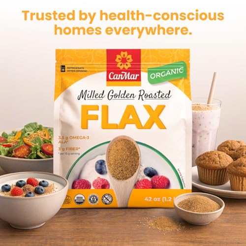 Ground Flaxseed 42 oz, Cold Milled Golden Roasted Flaxseed Meal Powder | Roasted, Non-GMO, gluten free, vegan, omega-3 ALA, fiber, linseed, linaza molida, smoothies and baking