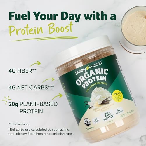 Purely Inspired Plant-Based Protein Powder for Men & Women, Rich Decadent Chocolate (16 Servings) - Vegan & Organic - 20g of Pea Protein Powder for Smoothies & Shakes - Dairy-Free, & Gluten-Free