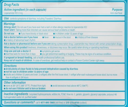 Imodium A-D Diarrhea Relief Softgels, 2mg Loperamide Hydrochloride, 24 Ct | Help Control Symptoms of Diarrhea, Due to Acute Traveler's Diarrhea, Adults 12+