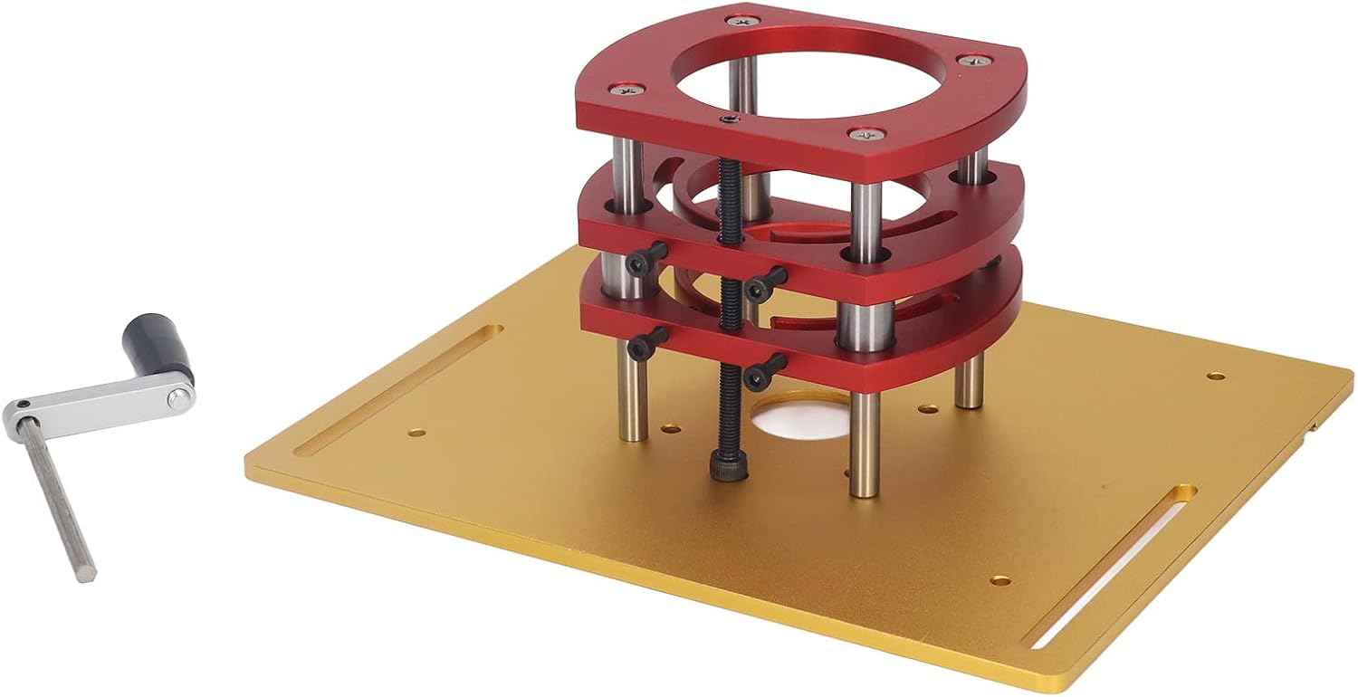 Kreg Router Table Lift Compatible, Aluminum Alloy Manual Router System Kit with Crank Handle for Easy Adjustment, Ideal for Small Trimming Machines Silver