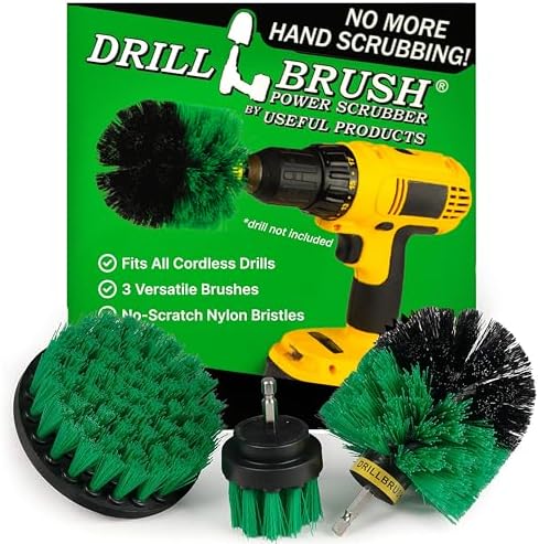Drillbrush Drill Brush Attachment Set for Bathroom, Tile & Grout Cleaning | Power Scrubber Brush Kit for Bathtub & Shower - All-Purpose Household Cleaning Brushes for Drill - Electric Grout Cleaner Kit