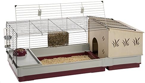 Ferplast Krolik XXL Rabbit Cage w/Wire Extension | Rabbit Cage Includes All Accessories & Measures 63.8L x 23.62W x 19.68H Inches | 1-Year Warranty