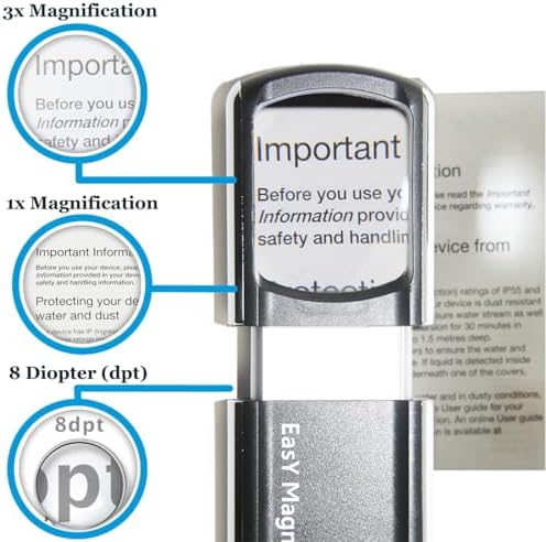 Small Rechargeable Magnifying Glass with LED Light 3.0X, Lighted Handheld Magnify Glasses for Reading Fine Prints & for Close Work