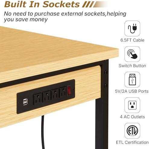 Zevemomo 48" Adjustable Height Workbench with Pegboard, Work Benches for Garage, Heavy Duty Wood Top Work Bench with Wheels, 2000 LBS Load Capacity