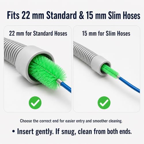 CPAP Cleaning Brush Set, 78.7 in Dual-Ended CPAP Hose Brush for 22 mm & 15 mm Tubing, Tube Cleaning Brush & Hose Cleaner Brush with Detail Brush for Mask