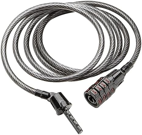 Kryptonite Keeper 512 Combo Bike Lock, 4ft. x 5mm Braided Steel Cable Anti-Theft Security Cable Lock with 4-Digit Combination for Outdoor Equipment